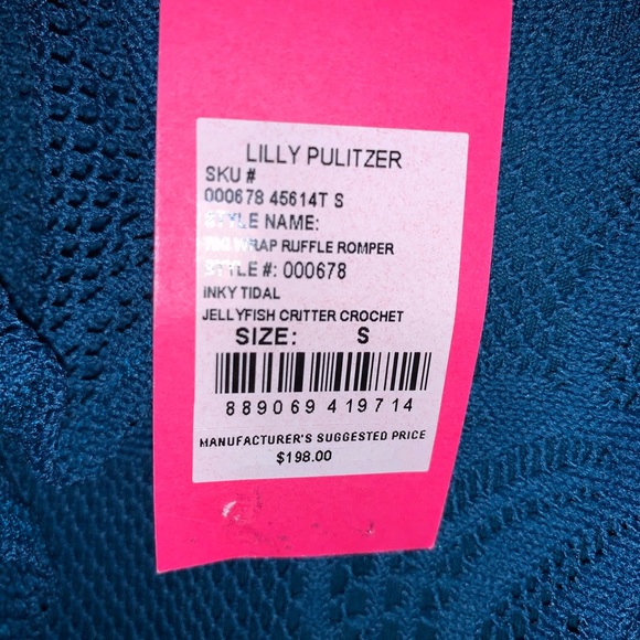 Lilly Pulitzer Tiki Wrap Ruffle Romper Inky Tidal - Picture 6 of 7